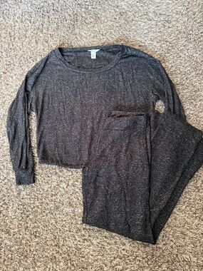 Sofia Intimates Cozy Knit Two-Piece Lounge Set - Dark Grey Size XS